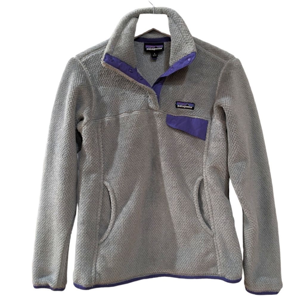 Patagonia Retool Snap-T Fleece Pullover Womens Size S in Grey Purple 25442 FA15